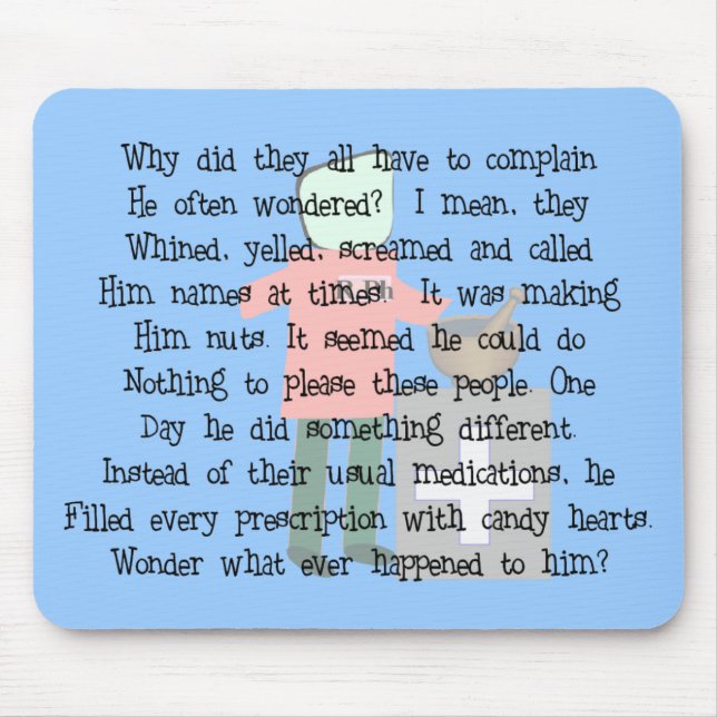 Pharmacist Story Art Gifts "Candy Heart Rx's" Mouse Pad (Front)