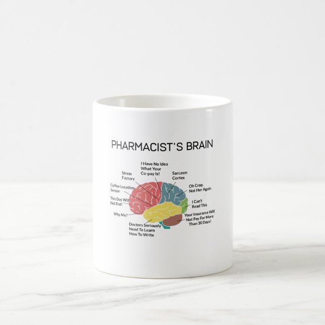 Pharmacist's Brain Funny Pharmacist Pharmacy Tech Coffee Mug (Center)