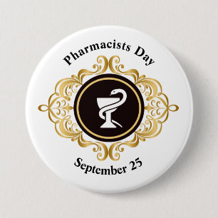 Pharmacists Day Button with Hygieia Symbol