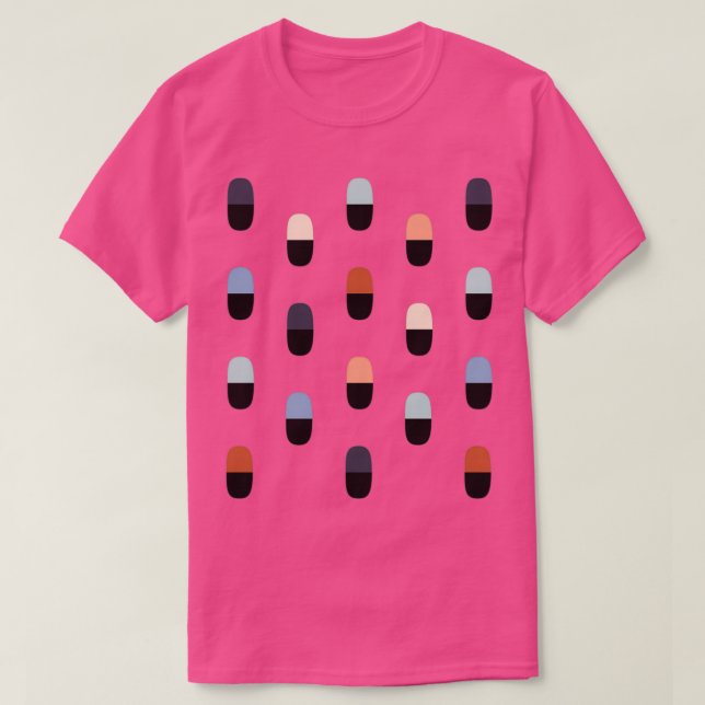 Pharmacology and Pills Aligned on White T-Shirt (Design Front)