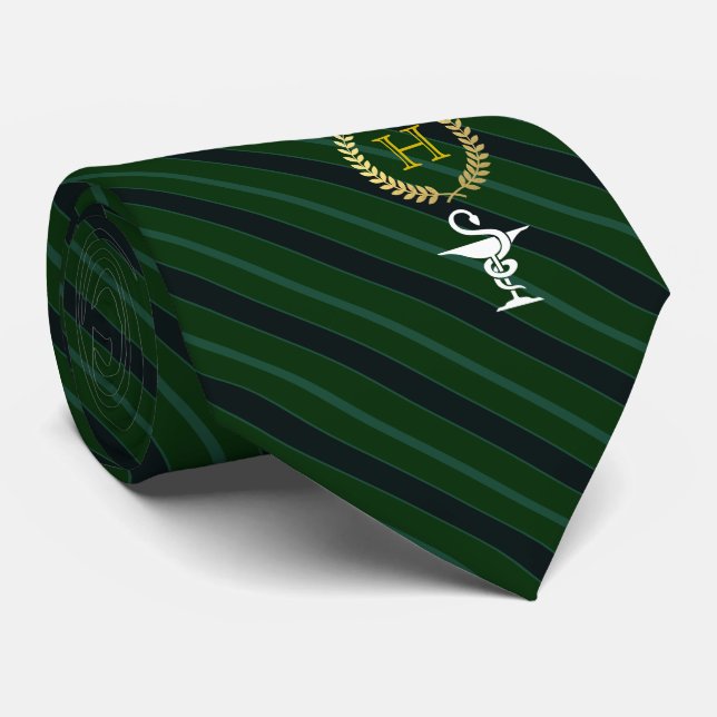 Pharmacology Professional Framed Monogram Green Tie (Rolled)