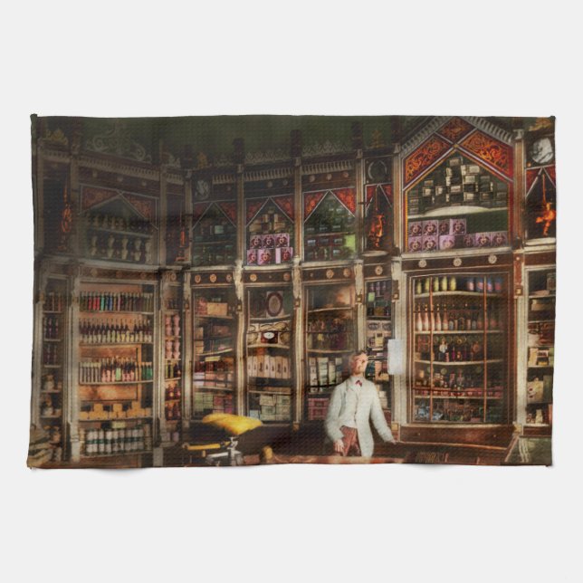 Pharmacy - A Russian Pharmacy 1885 Tea Towel (Horizontal)