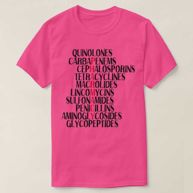Pharmacy antibiotic classes T-Shirt (Design Front)