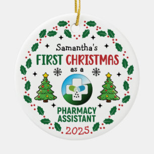 Pharmacy Assistant First Christmas Personalised Ceramic Tree Decoration
