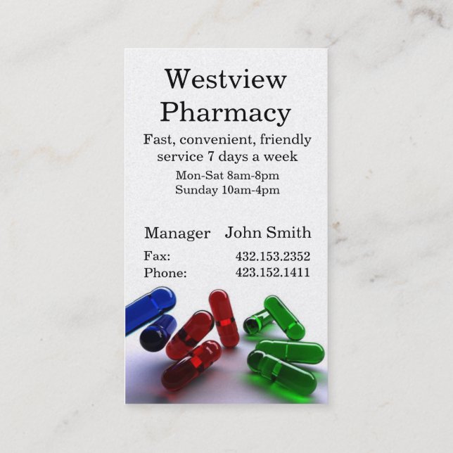 Pharmacy Business Card (Back)