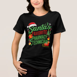 Pharmacy Christmas Santa Favourite Pharmacy Tech Tri-Blend Shirt