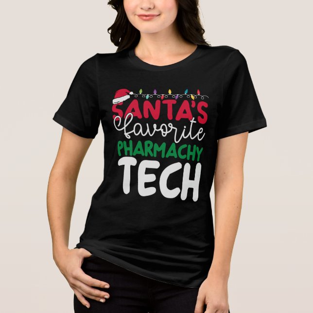 Pharmacy Christmas Santa's Favourite Pharmacy Tech Tri-Blend Shirt (Front)