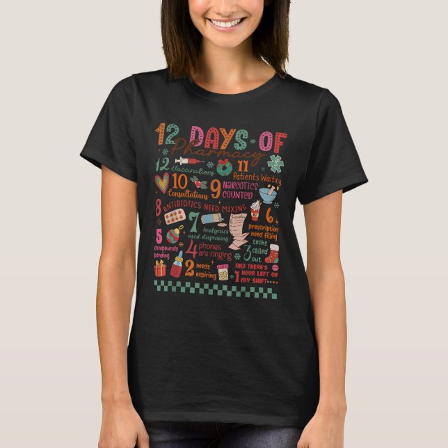 Pharmacy Christmas Shirt - 12 Days Of Pharmacy Tec (Front)
