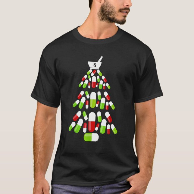 Pharmacy Christmas Tree  Pharmacist Christmas T-Shirt (Front)