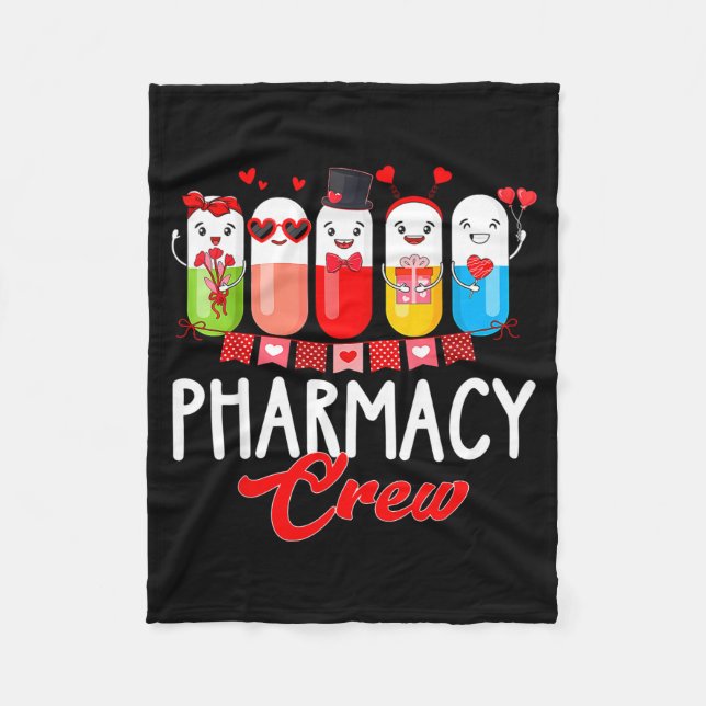 Pharmacy Crew Nurse Valentines Day Pharmacist Tech Fleece Blanket (Front)