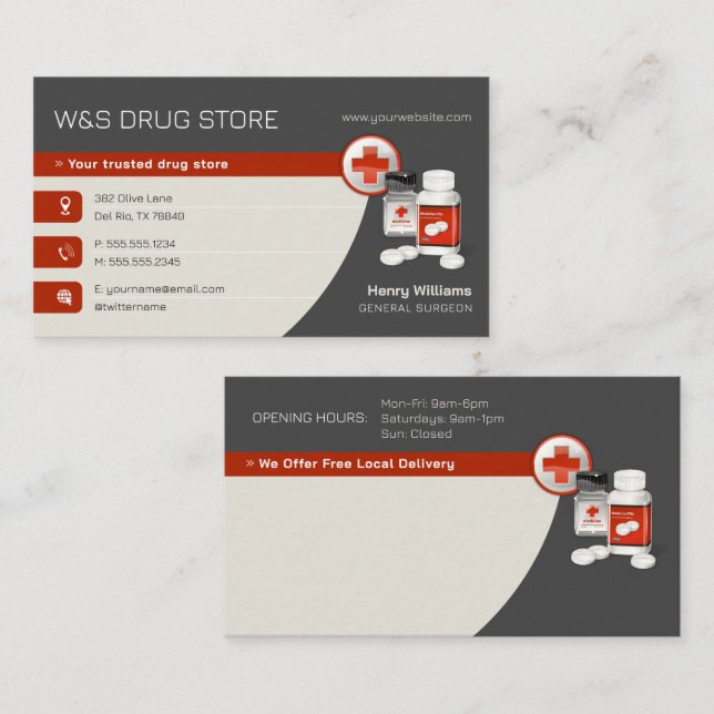 Pharmacy | Drug Store Business Card (Front/Back)