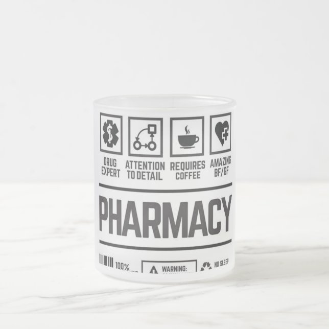 pharmacy frosted glass coffee mug (Center)