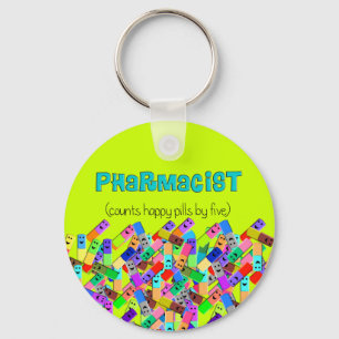 Pharmacy "Happy Pills" Design Key Ring