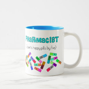 Pharmacy "Happy Pills" Design Two-Tone Coffee Mug