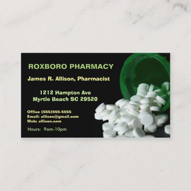 Pharmacy Meds Business Cards (Front)