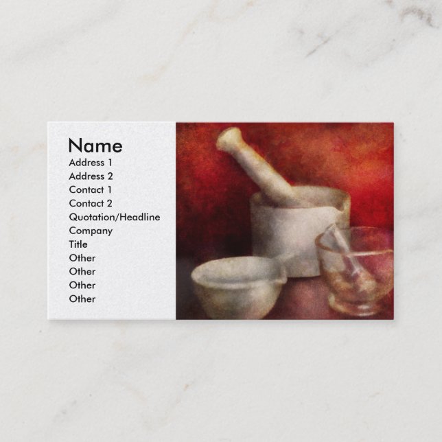Pharmacy - Pestle - Endless variety Business Card (Front)
