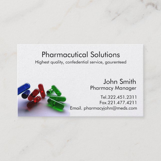 Pharmacy Pharmacist Business Card (Front)