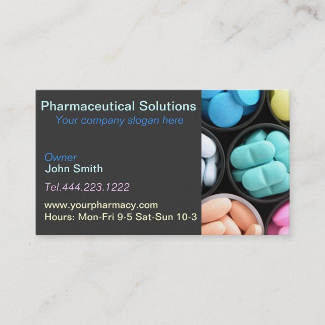 Pharmacy pharmacist medication list business card (Front)