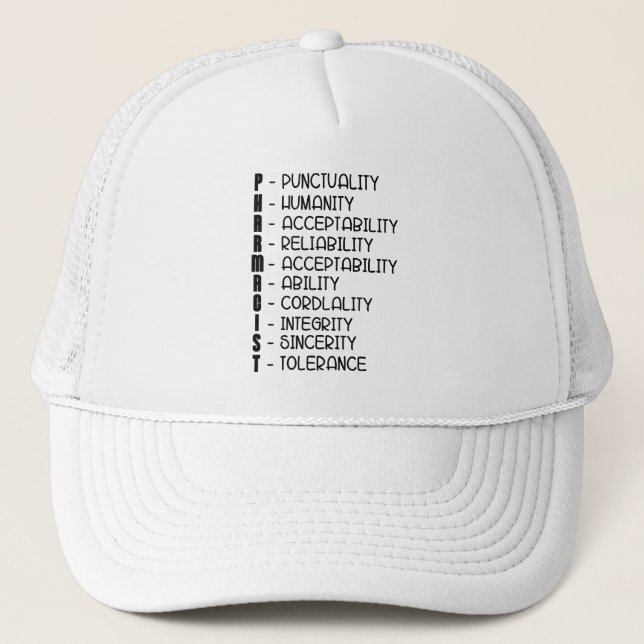 Pharmacy Quote Medicine Technician Pharmacist Tech Trucker Hat (Front)