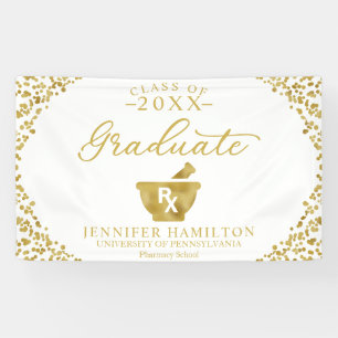 Pharmacy School White Gold Graduation Banner