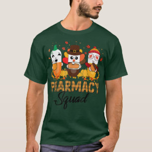 Pharmacy Squad Fall Thanksgiving Thankful Turkey P T-Shirt