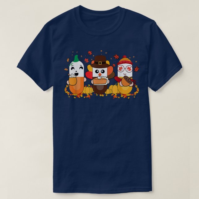 Pharmacy Squad Fall Vibes Autumn Thanksgiving Phar T-Shirt (Design Front)