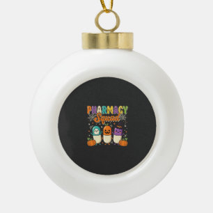 Pharmacy Squad Halloween Ghost Pills Design_1 Ceramic Ball Christmas Ornament
