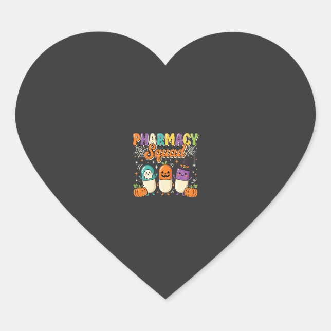Pharmacy Squad Halloween Ghost Pills Design_1 Heart Sticker (Front)