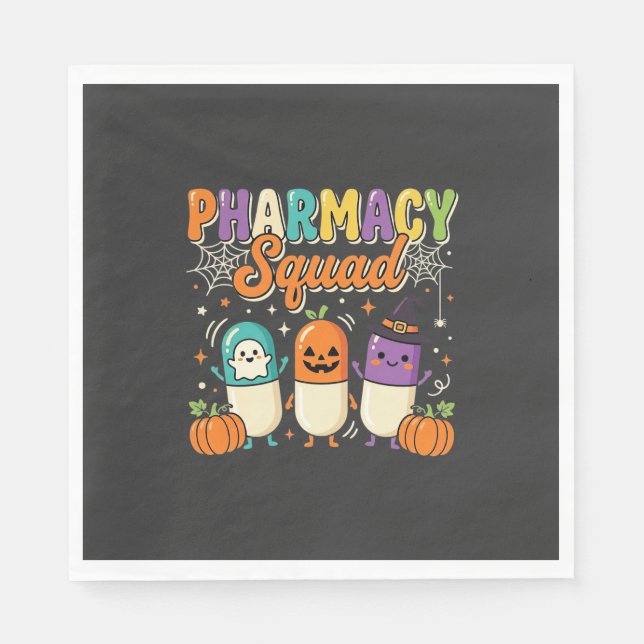 Pharmacy Squad Halloween Ghost Pills Design_1 Napkin (Front)