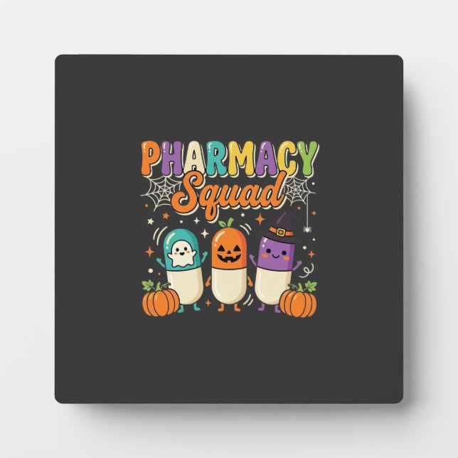 Pharmacy Squad Halloween Ghost Pills Design_1 Plaque (Front)