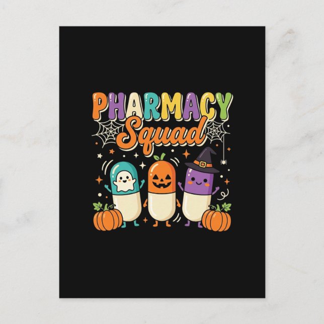 Pharmacy Squad Halloween Ghost Pills Design_1 Postcard (Front)