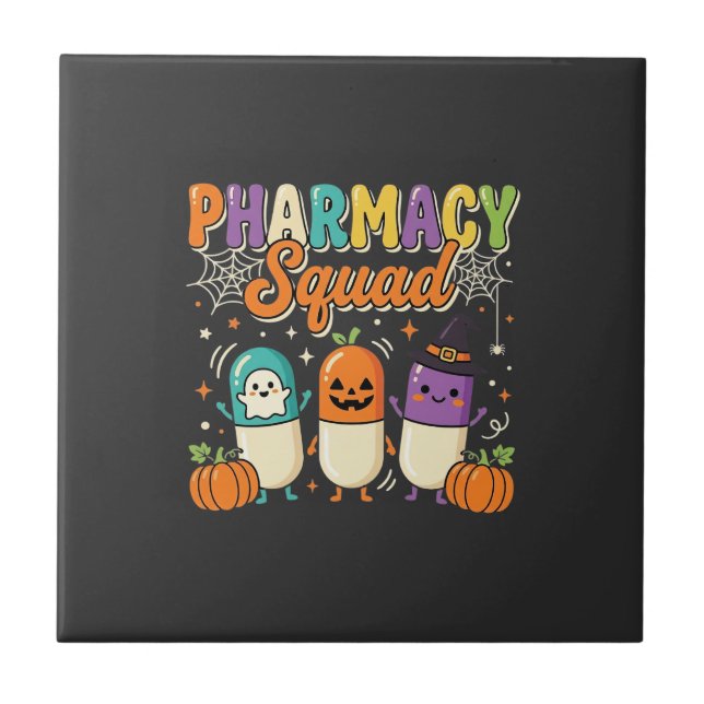 Pharmacy Squad Halloween Ghost Pills Design_1 Tile (Front)
