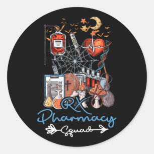 Pharmacy Squad Halloween Pills Of Spooky Pharmacis Classic Round Sticker