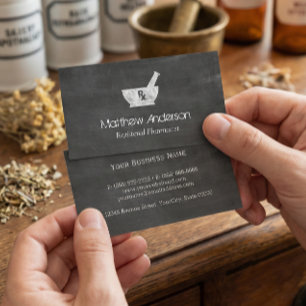Pharmacy Symbol Mortar and Pestle - Chalkboard Business Card