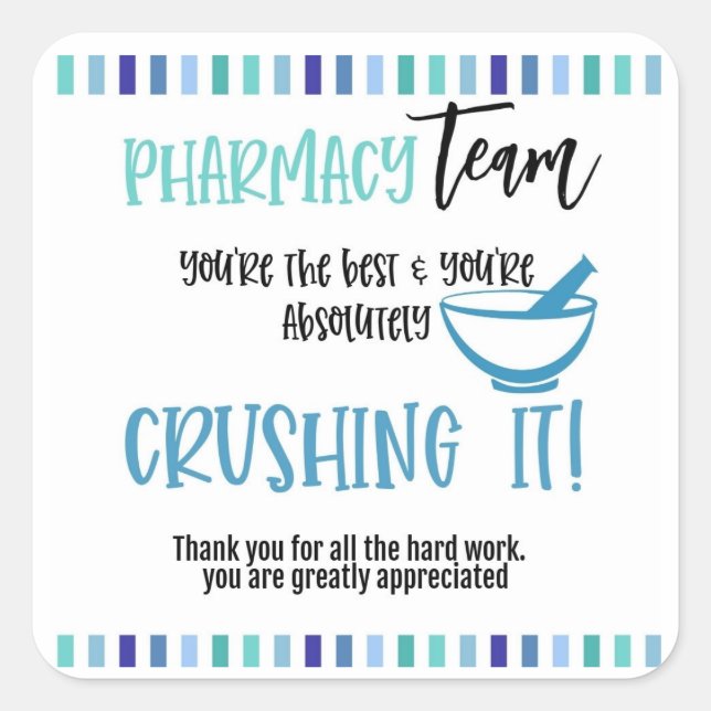 Pharmacy team thank you square sticker (Front)