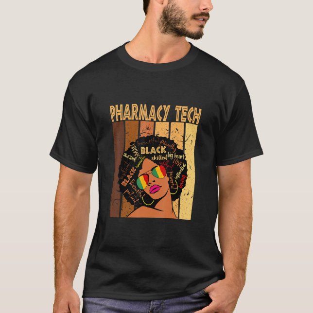 Pharmacy Tech Afro African American Black History T-Shirt (Front)