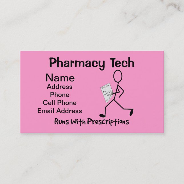 Pharmacy Tech Business Cards Pink (Front)