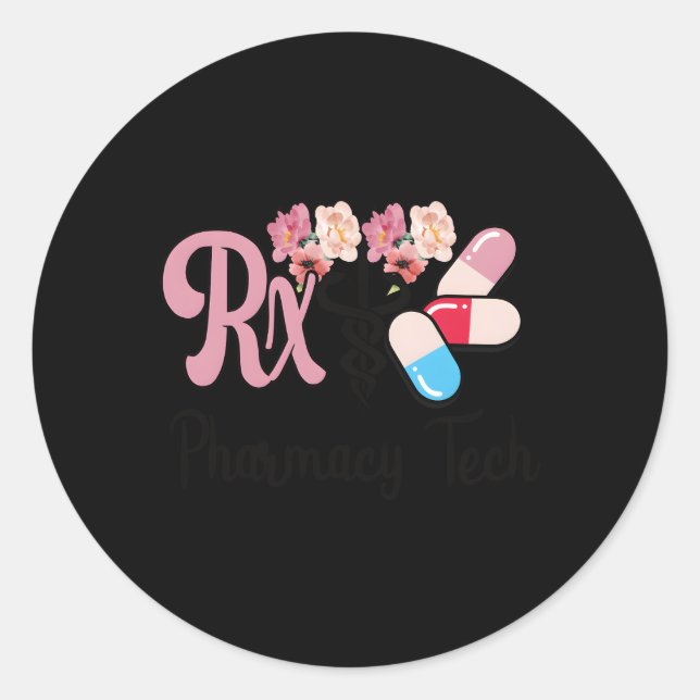 Pharmacy Tech Caduceus Pharmacy Technician Classic Round Sticker (Front)