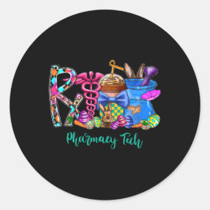 Pharmacy Tech Coffee Bunny Easter Day Pharmacist T Classic Round Sticker