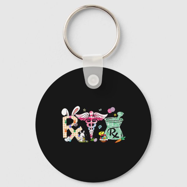 Pharmacy Tech Easter Day Pharmacist Certified Phar Key Ring (Front)