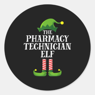 Pharmacy Tech Elf Matching Family Group Christmas Classic Round Sticker
