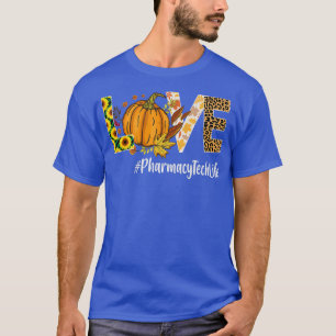 Pharmacy Tech Love Fall Pumpkin leopard Halloween  T-Shirt