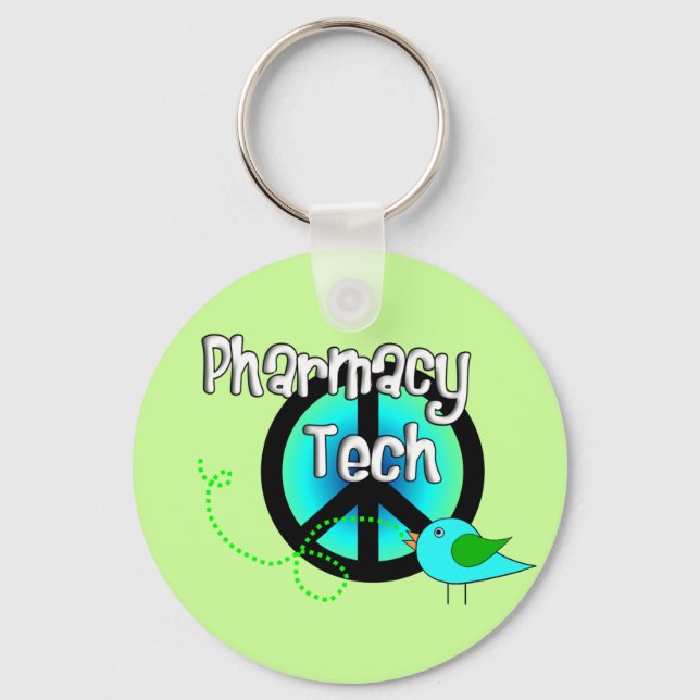 Pharmacy Tech Peace Sign Design Gifts Key Ring (Front)