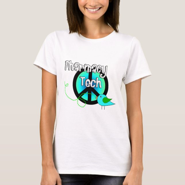Pharmacy Tech Peace Sign Design Gifts T-Shirt (Front)