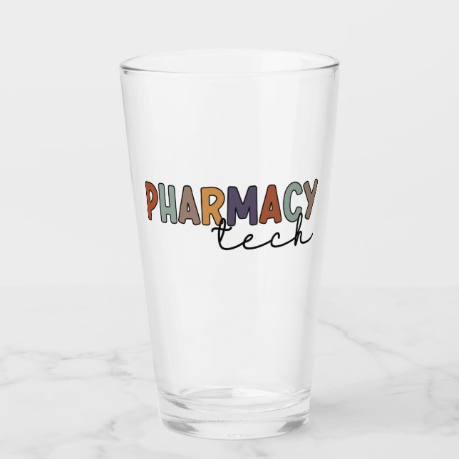 Pharmacy Tech Retro Pharmacy Technician Glass (Front)
