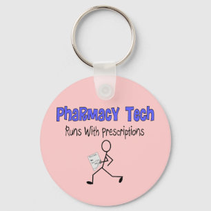 Pharmacy Tech "Runs With Prescriptions" T-Shirts Key Ring