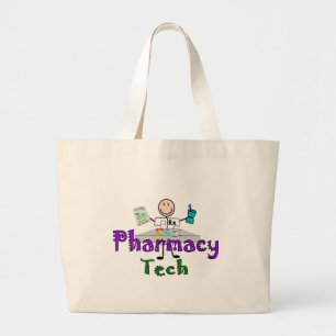 Pharmacy Tech Stick People Design Gifts Large Tote Bag