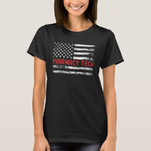 Pharmacy Tech USA Flag Profession Retro Job Title T-Shirt