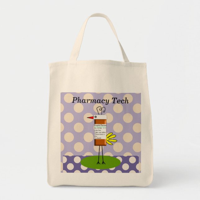 Pharmacy Tech Whimsical Bird Tote Bag (Front)