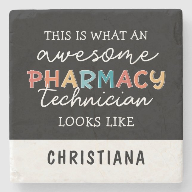 Pharmacy Technician Awesome Pharmacy Tech Funny Stone Coaster (Front)